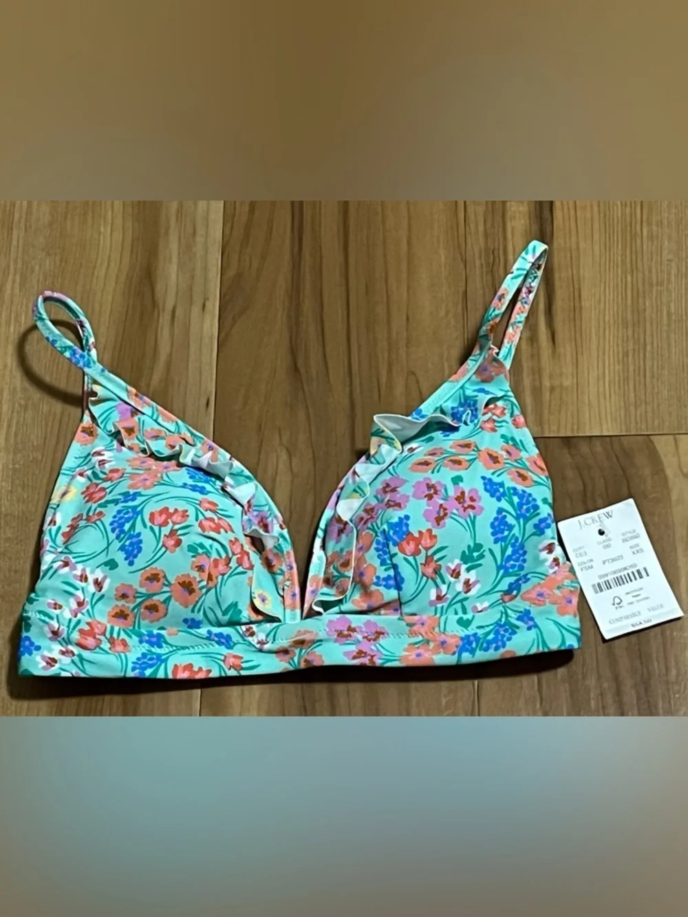 J.Crew Floral Bikini Top Ruffle XXS NWT